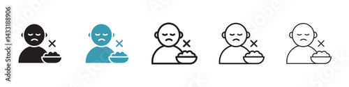 Lack of appetite icon in flat style. Basic vector symbol illustration