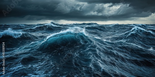 Turbulent ocean waves beneath a stormy sky.