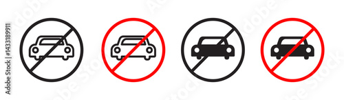 No cars sign in flat style. Basic vector symbol illustration