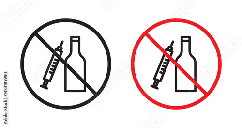 No drugs or alcohol sign in flat style. Basic vector symbol illustration