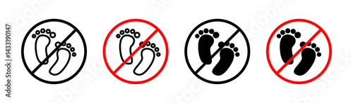 No foot print sign in flat style. Basic vector symbol illustration