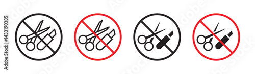 No scissors or no knives sign in flat style. Basic vector symbol illustration