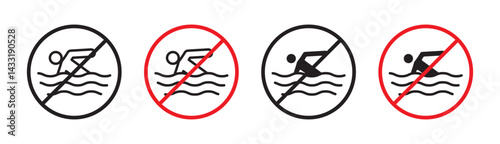 No swimming sign in flat style. Basic vector symbol illustration