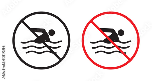 No swimming sign in flat style. Basic vector symbol illustration