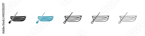 Wooden boat icon in flat style. Basic vector symbol illustration