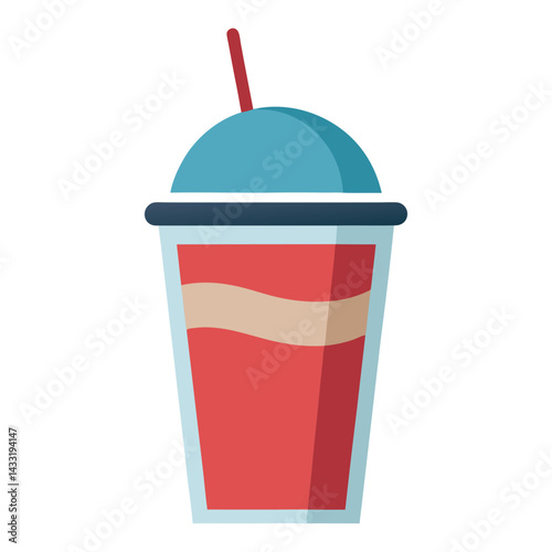 Slushie cup with straw flat vector on white background.
