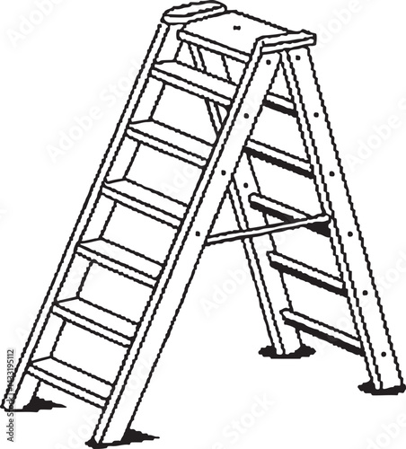 Stepladder: A sturdy, wooden stepladder stands ready, its steps inviting a climb to new heights. A symbol of upward mobility, ambition, and the potential for progress.