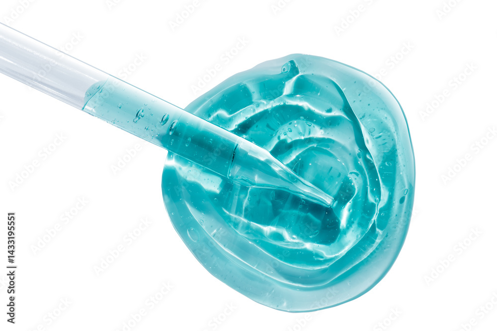 Pipette with liquid serum or lab medicaments blue white background isolated Pipette with liquid serum or lab medicaments blue white background isolated