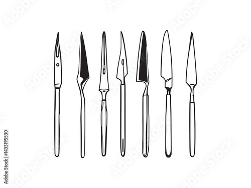 Surgical scalpel line art vector drawing