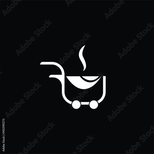 A unique logo combining a shopping bag with a coffee cup and steam, ideal for coffee shops, lifestyle brands, or retail businesses in the beverage and fashion industries.