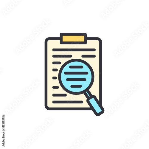 Search report colored icons, minimalist vector illustration ,simple transparent graphic element .Isolated on white background