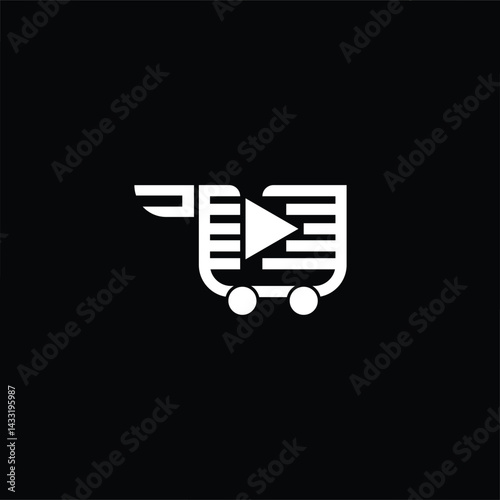 A modern logo combining a shopping bag with a play button, perfect for retail, e-commerce, or entertainment brands offering seamless shopping experiences.