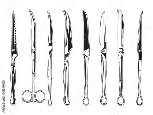 Surgical scalpel line art creative drawing