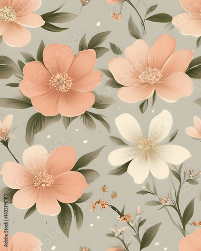 Wallpaper Mural Dainty pastel Chintz floral design with abstract blossoms, seamless pattern. Torontodigital.ca
