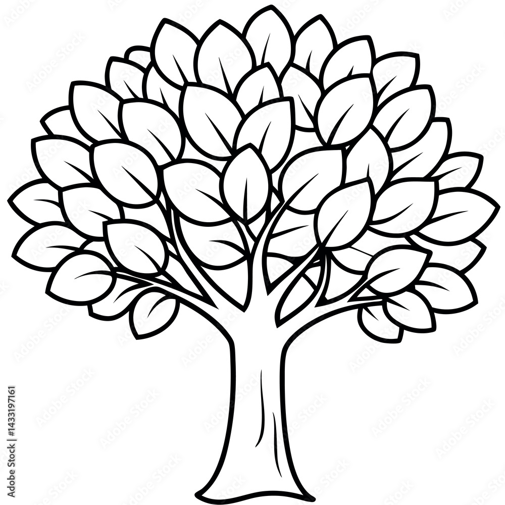 Obraz premium Vector-cartoon-tree-with-leaves 