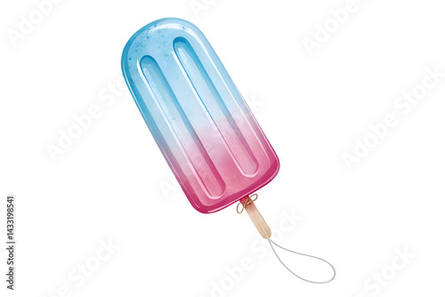 A colourful vector illustration shows a cold, sweet ice cream balloon with pink and chocolate cream.
