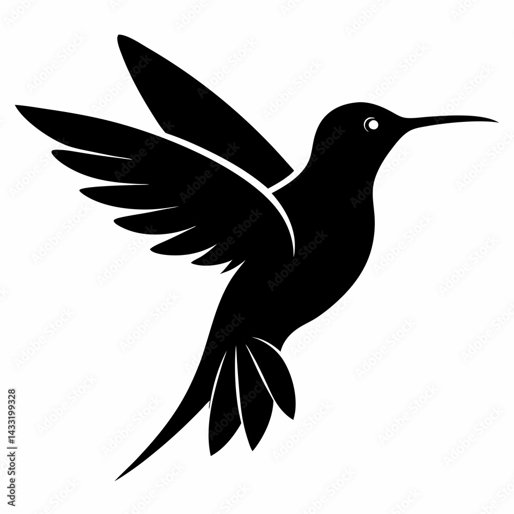 Fototapeta premium Minimalist Hummingbird Silhouette Vector
