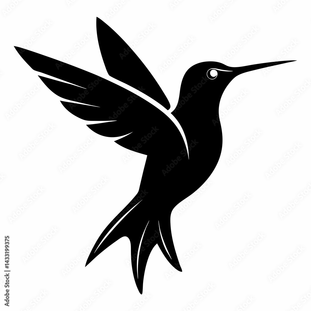 Obraz premium Minimalist Hummingbird Silhouette Vector