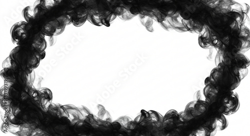 Dark smoke or fog frame design isolated on transparent background. Black smoke border with empty space for design. Mockup, template. Smoke backdrop. Spooky smoke frame. PNG