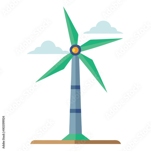 Wind-turbine-flat-vector-on-white-background. 