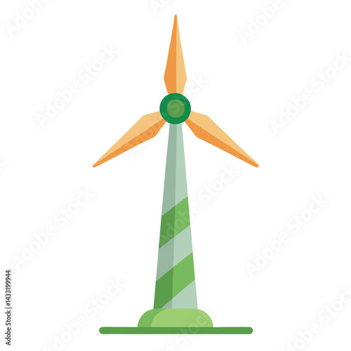 Wind-turbine-flat-vector-on-white-background. 