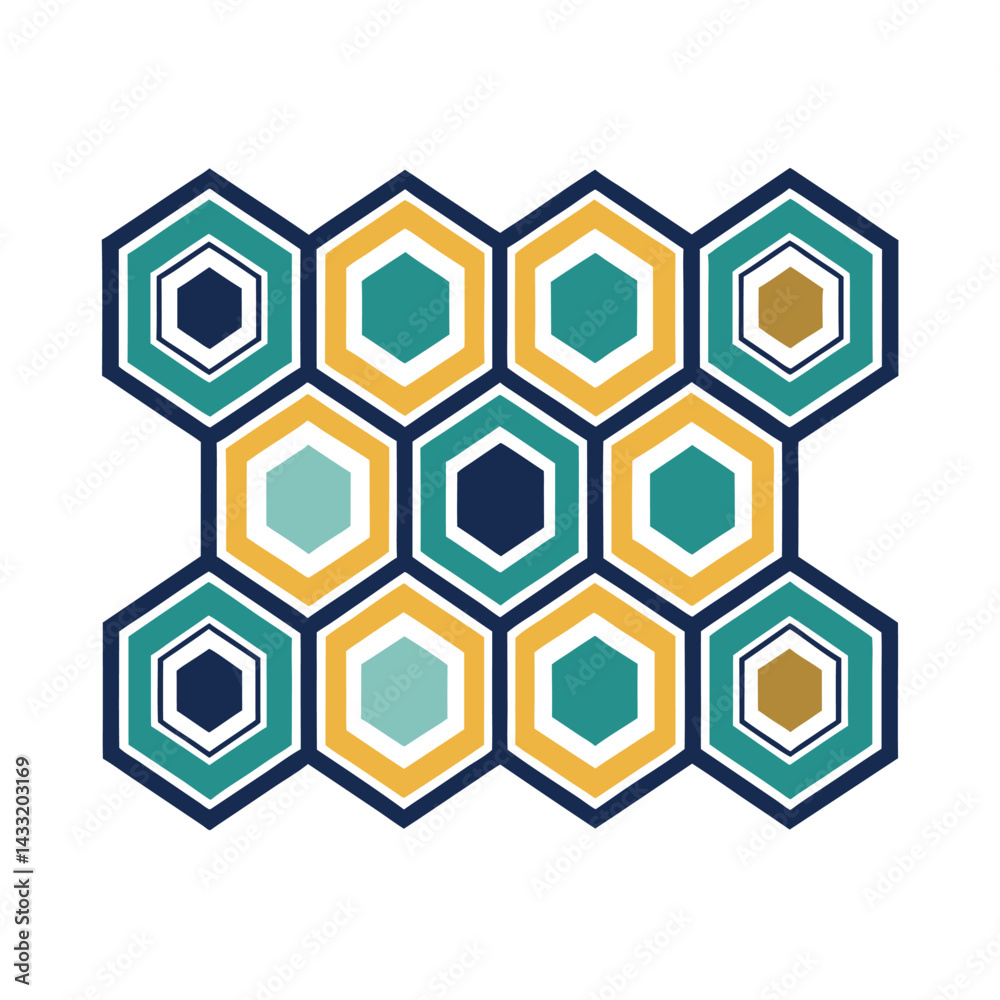 Geometric Border Tiles with Hexagon Shapes Geometric Border Tiles with Hexagon Shapes
