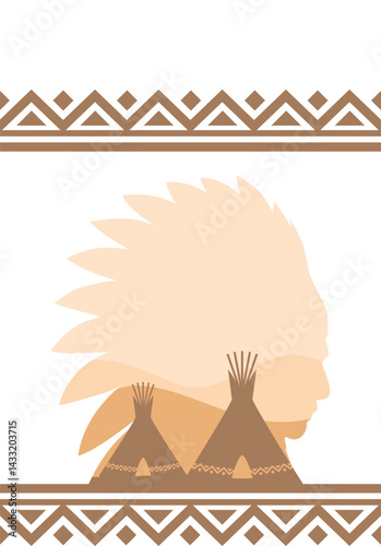 Native American Day background Vector template with indian tribe silhouette. Suitable for use on banners, posters, etc. Native American Day in the United States