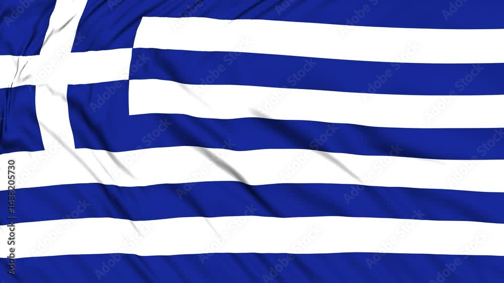 National flag of Greece. Seamless  flag of Greece waving in the wind
