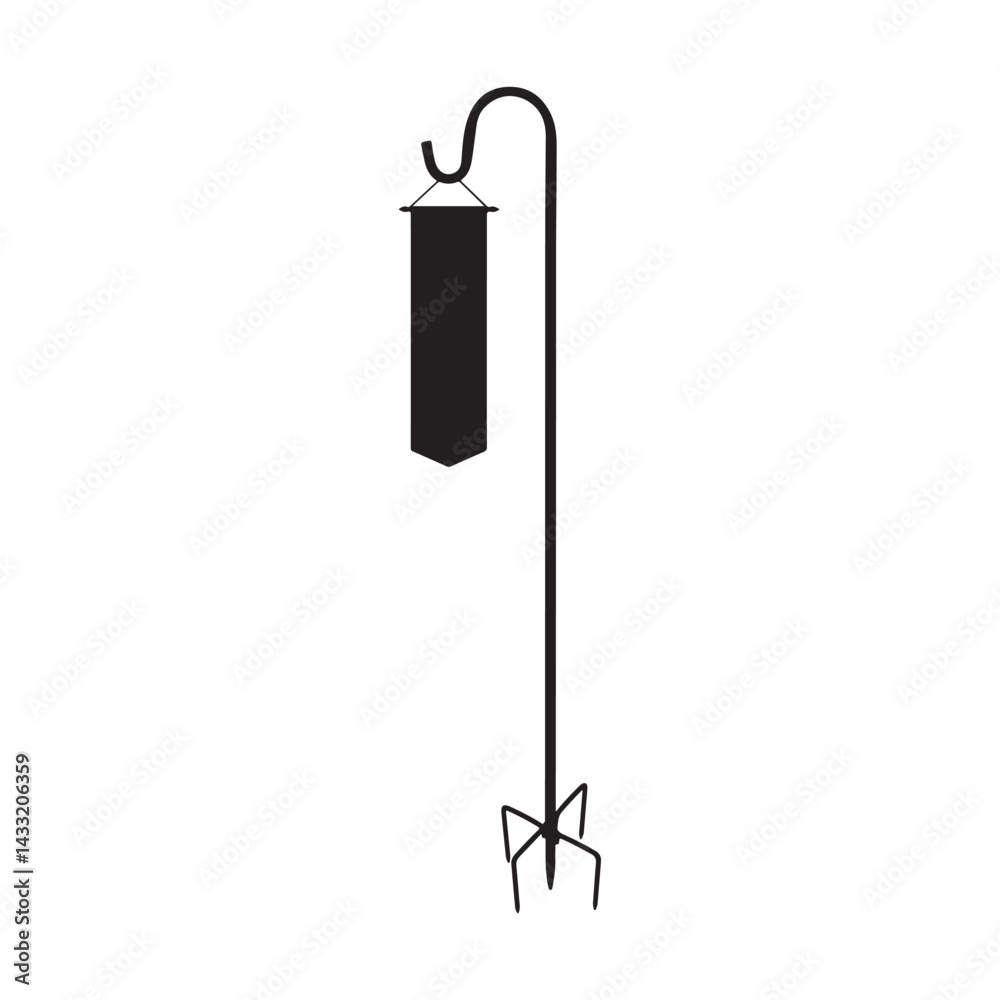 Naklejka premium Shepherd's Hook with Hanging Banner Vector Illustration