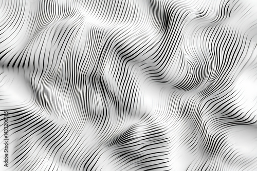 Wallpaper Mural Black Wavy Lines Isolated on White Abstract Background Design Torontodigital.ca