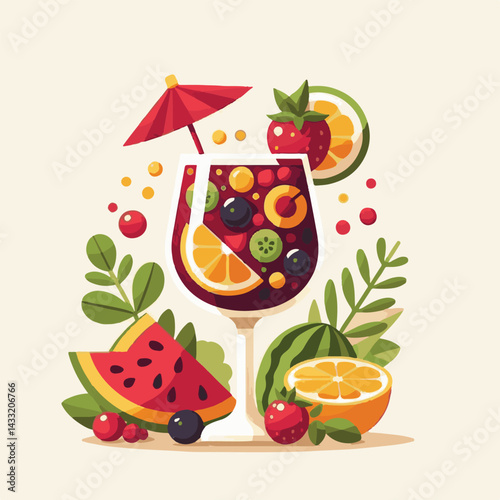 cocktail, beverage, alcohol, glass, sangria, drink, fruit, juice, summer, orange, ice, red, refreshing, wine, fresh, cold, citrus, food, sweet, apple, punch, refreshment, spanish, berry, lemon, mint, 