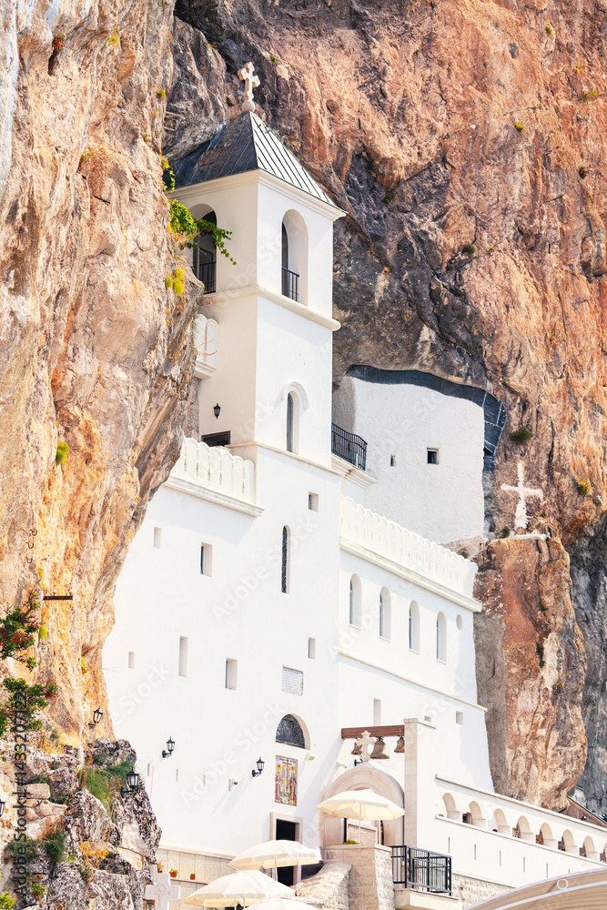 Orthodox Ostrog monastery in Montenegro, located in Danilovgrad Municipality. Famous church in Balkans