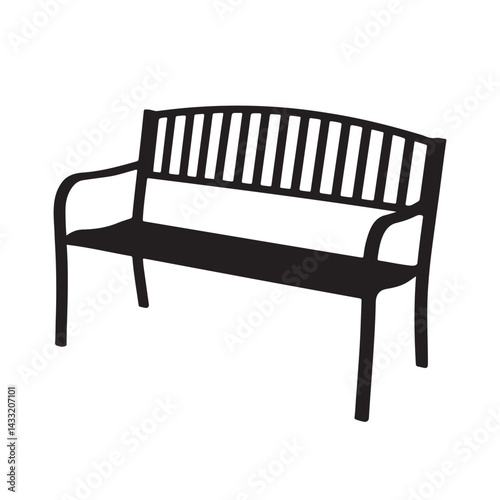 Silhouette of Park Bench Vector Illustration