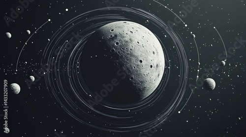orbiting visual loop animating over a minimalist UI background