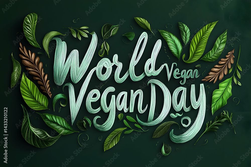 Obraz premium Stylish Cursive Text Celebrating the Joy of Vegetarian Living