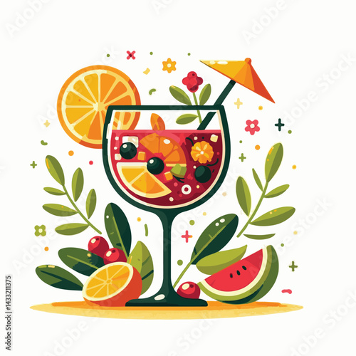 cocktail, beverage, alcohol, glass, sangria, drink, fruit, juice, summer, orange, ice, red, refreshing, wine, fresh, cold, citrus, food, sweet, apple, punch, refreshment, spanish, berry, lemon, mint, 
