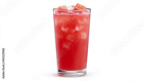 Obraz na płótnie Refreshing watermelon juice, perfect for a Korean cafe. Served chilled against a white backdrop.
w salonie