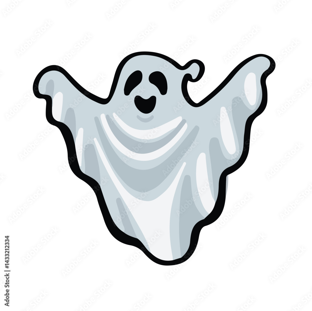Fototapeta premium Halloween design with hand drawn ghost. Clipart concept. Vector illustration. 