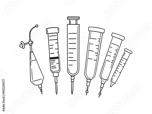 Blood collection tube line art medical concept drawing