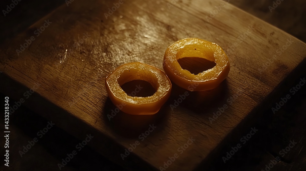 Sliced bell peppers on a cutting board, naturally lit.