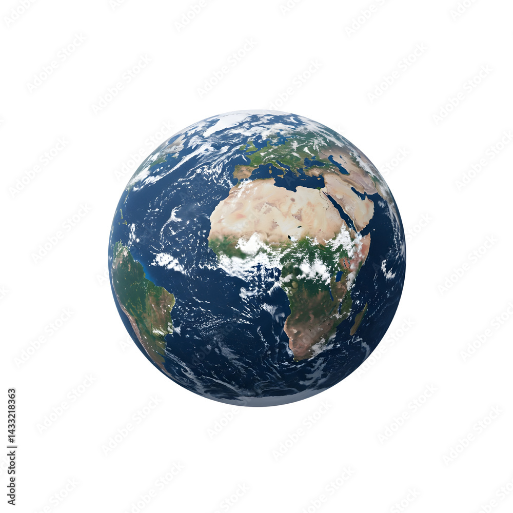 Fototapeta premium Realistic Earth View from Space – High Resolution Planet Earth PNG