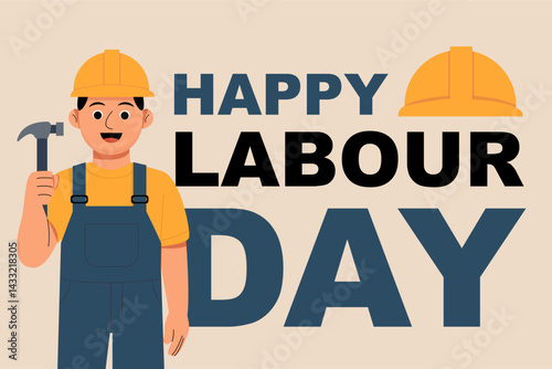 Labour Day illustration with chef, doctor, builder. Colorful flat design characters of a chef, doctor, and construction worker celebrating Labour Day, symbolizing diverse essential professions.