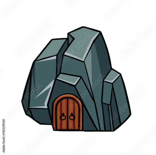 Cartoon Illustration of Mine Entrance in Desert Retro Tunnel. Vector illustration