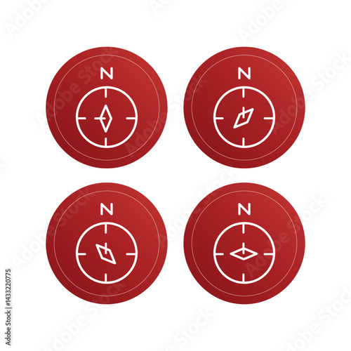 Simple set of compass icons. Set of compass symbols. Vector illustration