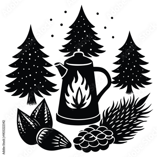 Camping Food & Cooking Gear vector silhouette illustration  illustration 