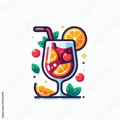 cocktail, beverage, alcohol, glass, sangria, drink, fruit, juice, summer, orange, ice, red, refreshing, wine, fresh, cold, citrus, food, sweet, apple, punch, refreshment, spanish, berry, lemon, mint, 