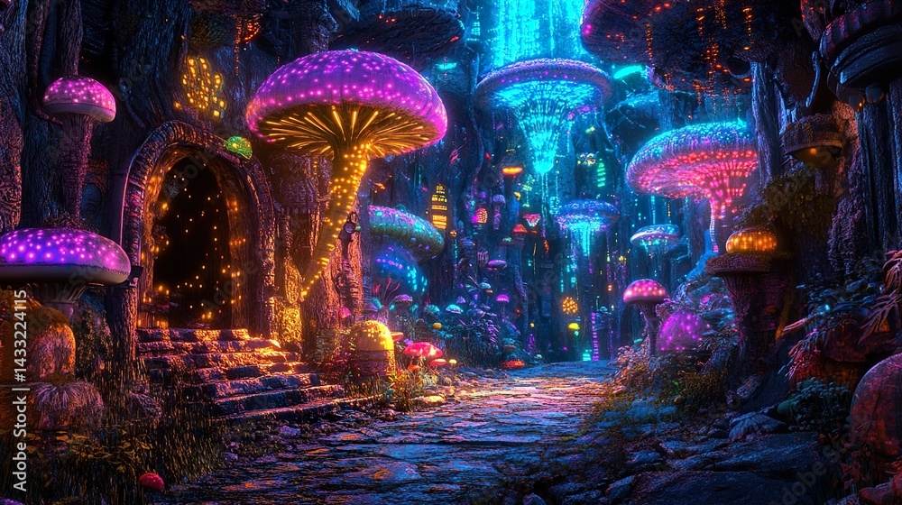 Naklejka premium Glowing Fantasy Forest Pathway