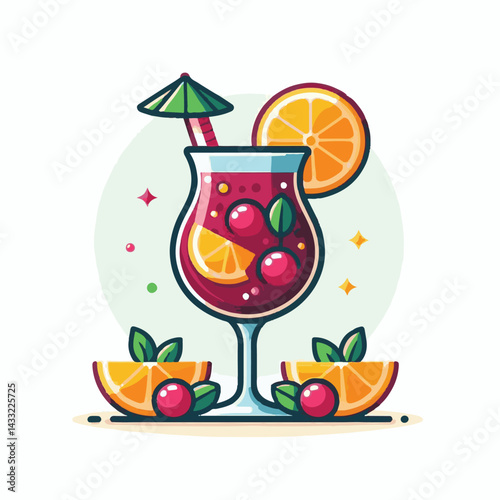 cocktail, beverage, alcohol, glass, sangria, drink, fruit, juice, summer, orange, ice, red, refreshing, wine, fresh, cold, citrus, food, sweet, apple, punch, refreshment, spanish, berry, lemon, mint, 