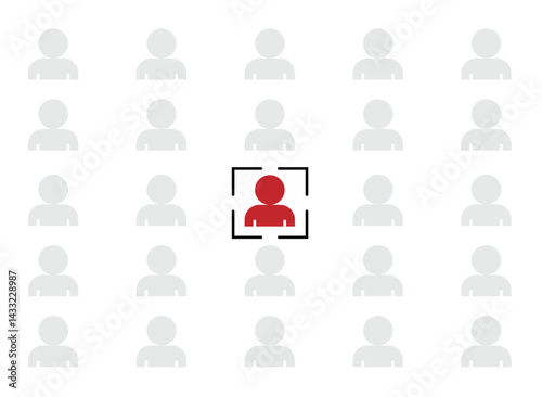 Idea of Aiming at a Chosen Man Human Figures Background. HR work recruitment human resources targeting and employee selection process