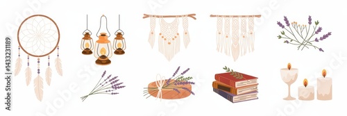 Collection of bohemian decorative items. photo